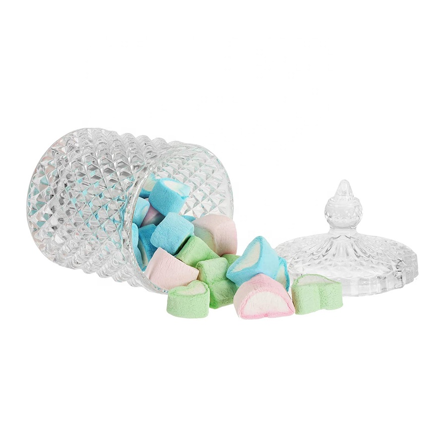Crystal Diamond Faceted Jar with Lid,Suitable as A Candy Dish,Cookie Tin,Biscuit Barrel,Sugar Bowl