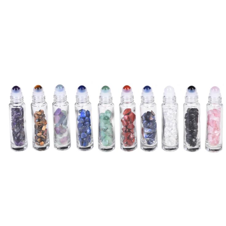 Crystal Gemstone Roll-on Glass Bottle Essential Oil Roller Top