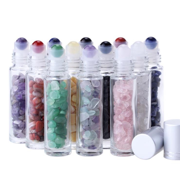 Crystal Gemstone Roll-on Glass Bottle Essential Oil Roller Top