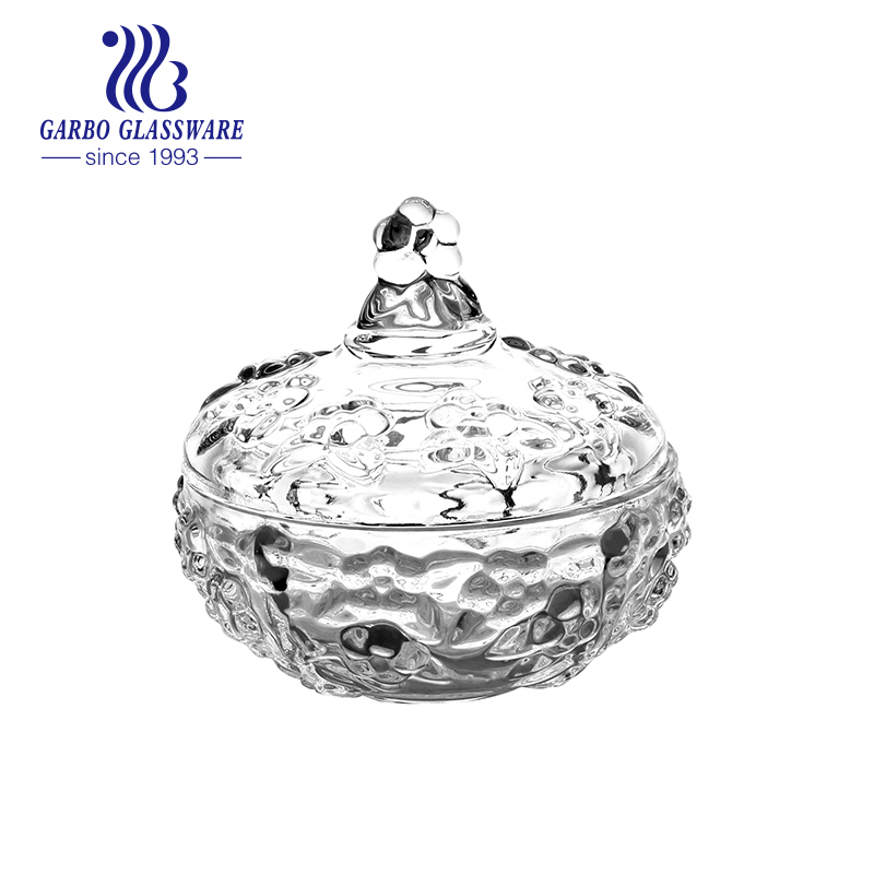 Crystal Glass sugar bowl engraved, unique sugar bowl, glass jar with lid pink color glassware home restaurant pot glass quality