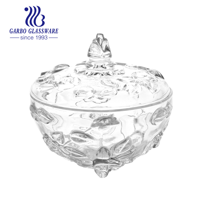 Crystal Glass sugar bowl engraved, unique sugar bowl, glass jar with lid pink color glassware home restaurant pot glass quality