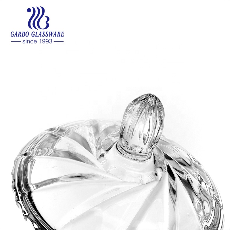 Crystal High Transparent Quality 6 inch Glass Jewelry Jar Glass Candy Jar for Dried Foods Nuts Snacks with Lid