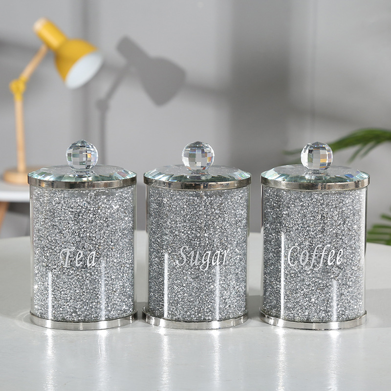 Crystal Jar Factory 100g 150g 200g Crystal Glass Storage Container Tea Coffee Sugar Glass Canister Set Storage Jar