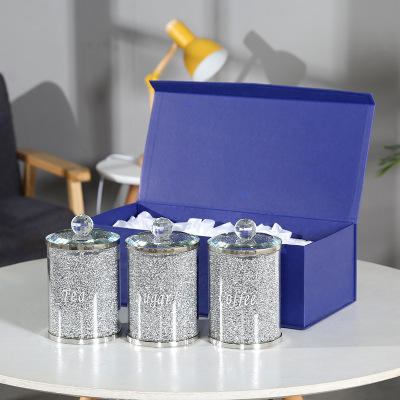 Crystal Jar Factory 100g 150g 200g Crystal Glass Storage Container Tea Coffee Sugar Glass Canister Set Storage Jar