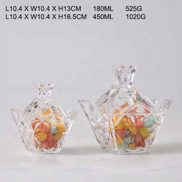 Crystal glass sugar bowl candy jars with glass lid wholesale