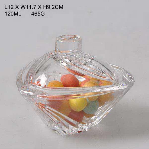 Crystal glass sugar bowl candy jars with glass lid wholesale