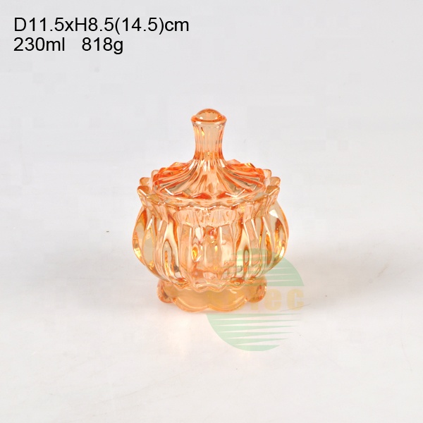 Crystal glass sugar bowl candy jars with glass lid wholesale