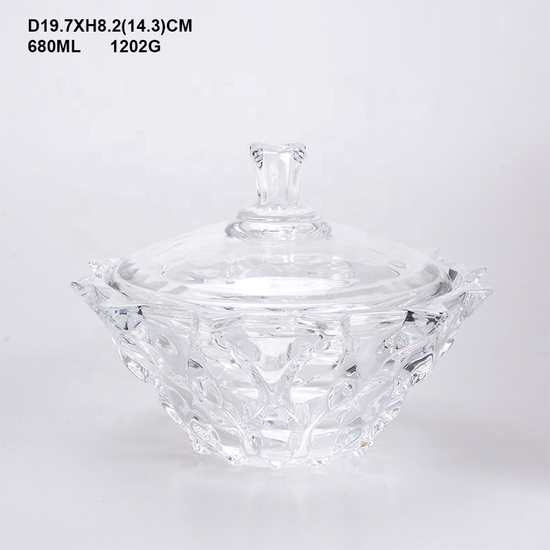 Crystal glass sugar bowl candy jars with glass lid wholesale