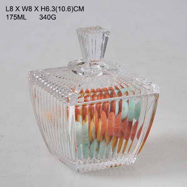 Crystal mini glass sugar bowl glass candy jars with lid wholesale