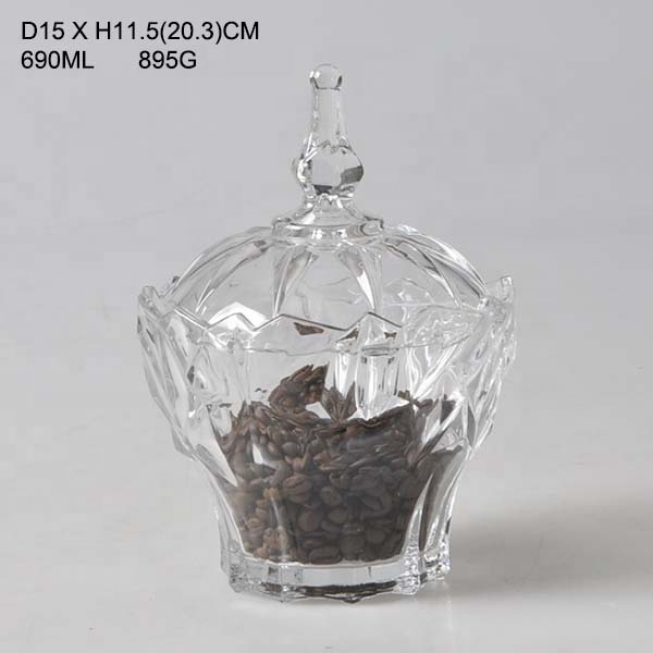 Crystal mini glass sugar bowl glass candy jars with lid wholesale