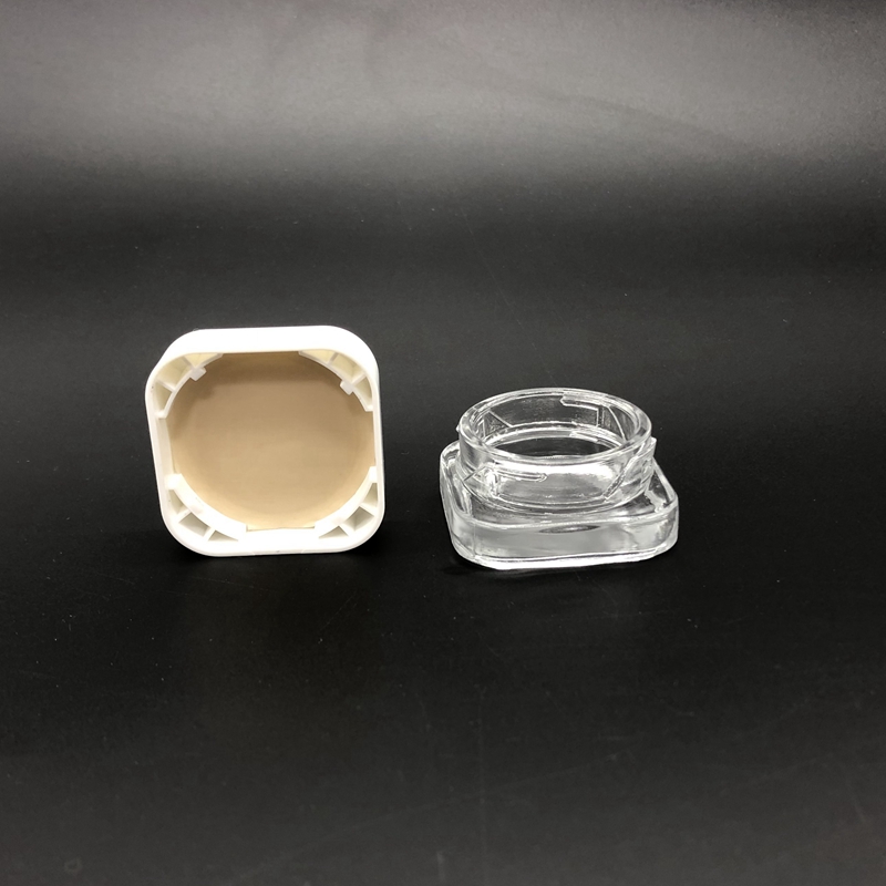 Cube square Qube shape 3ml 5ml 7ml 9ml Square Premium Glass Concentrate Jar Clear Glass jar with Child Safe Lid