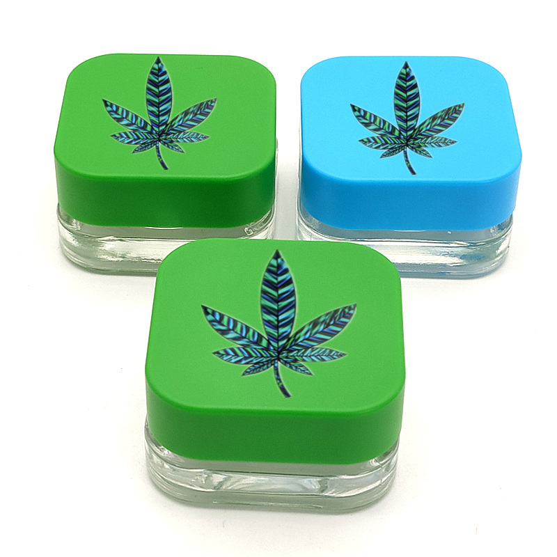 Cube square Qube shape 3ml 5ml 7ml 9ml Square Premium Glass Concentrate Jar Clear black white Glass jar with Child Safe Lid