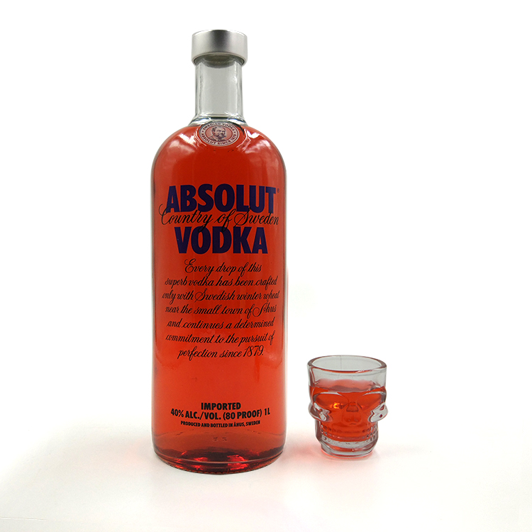 Custom 1 liter vodka glass bottle 1000ml with silver screw alum cover