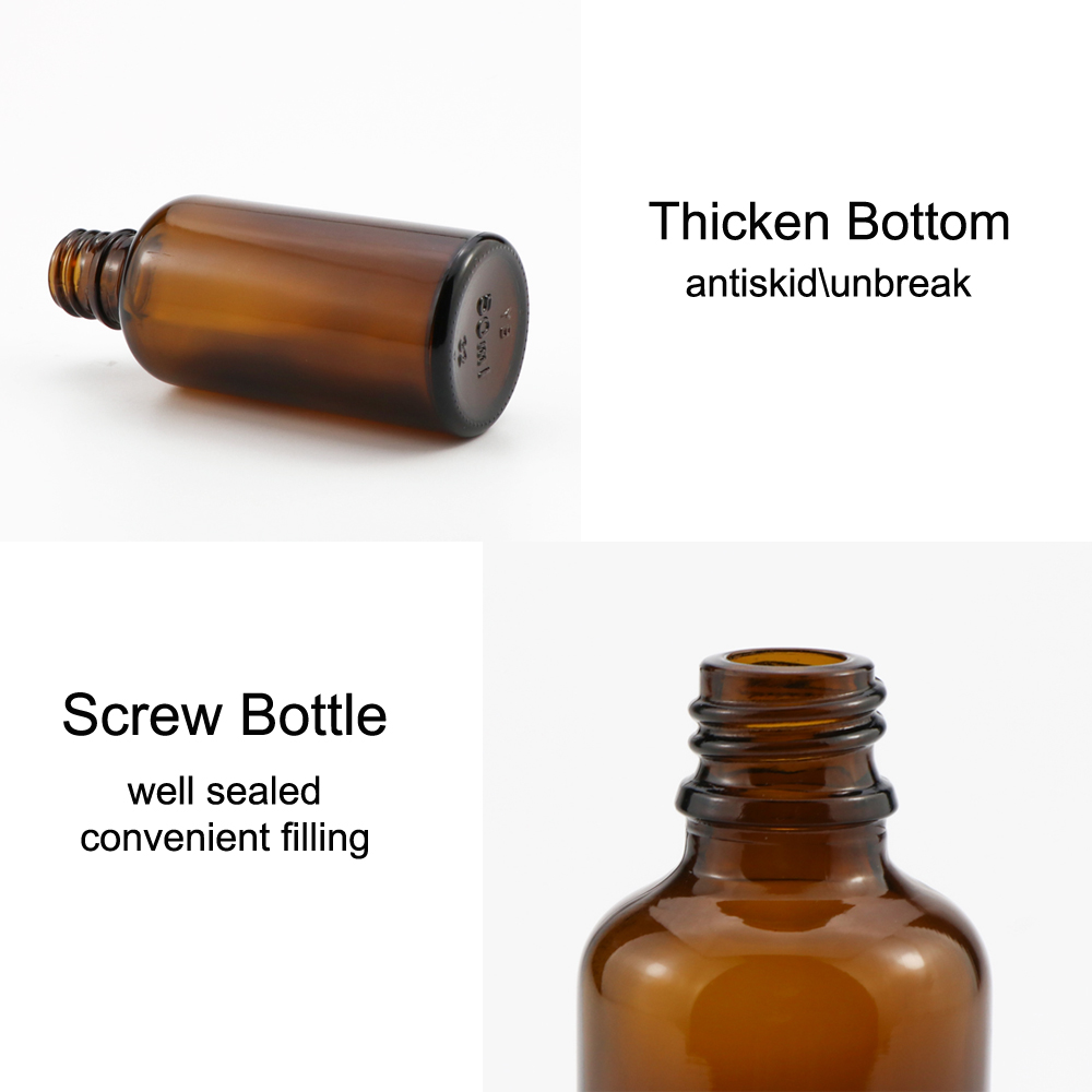 Custom 1 oz 2 oz 30 ml 60 ml Gold Clear Pink Black blue Oil Glass Dropper bottle