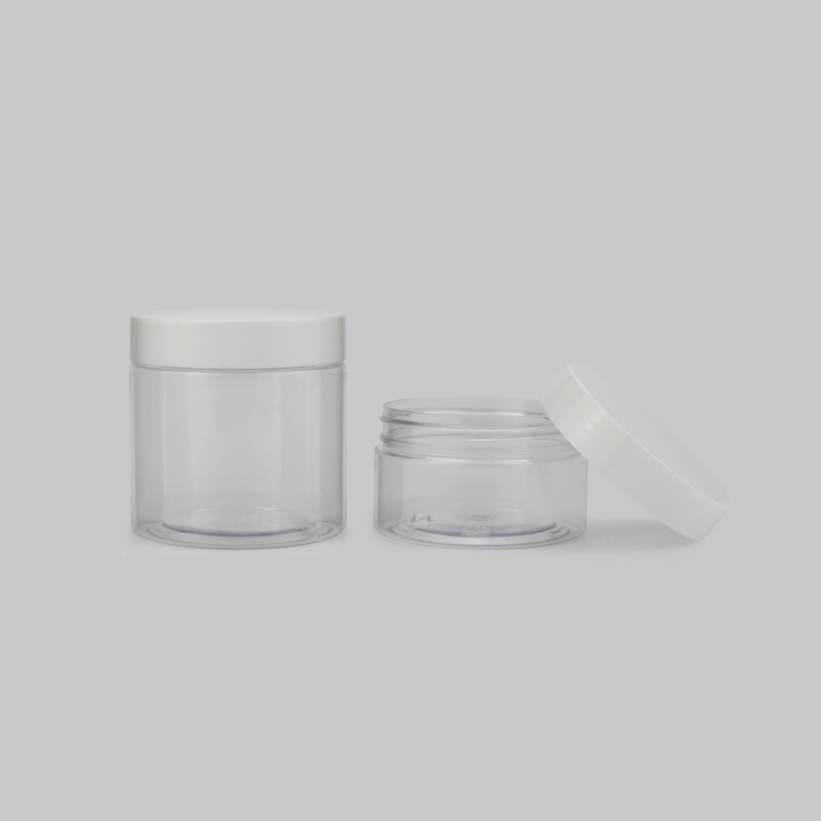 Custom 100 ml 120 ml 150 ml 200 ml transparent wide mouth cosmetic cream screw lid plastic pet jar with screw top lids