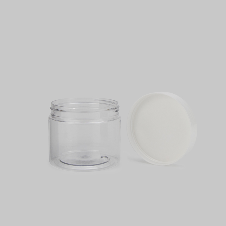 Custom 100ml 120ml 150ml 200ml 250ml white twist off cap wide mouth cosmetic cream lotion clear plastic container jars