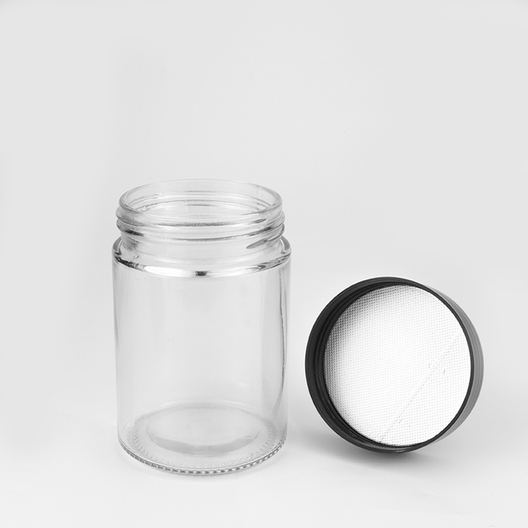 Custom 100ml 200ml 250ml 650ml 750ml cylinder air tight lid clear dry herb glass jars for food with plastic screw cap