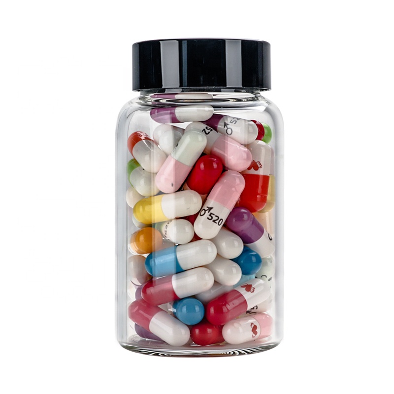 Custom 100ml Empty Borosilicate Glass Pharmaceutical Bottle Capsules Packaging Containers Vitamin Pill Capsule Bottles