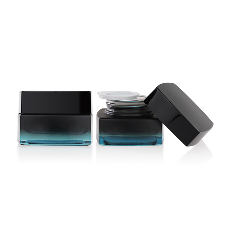 Custom 100ml Glass Toner Bottle 50g Cosmetic Cream Glass Jar Frosted Black Painting Cosmetic Square Bottle Jar Set