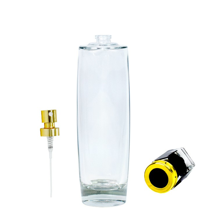 Custom 100ml OEM luxury cosmetic packaging transparent empty glass perfume bottle with pump sprayer