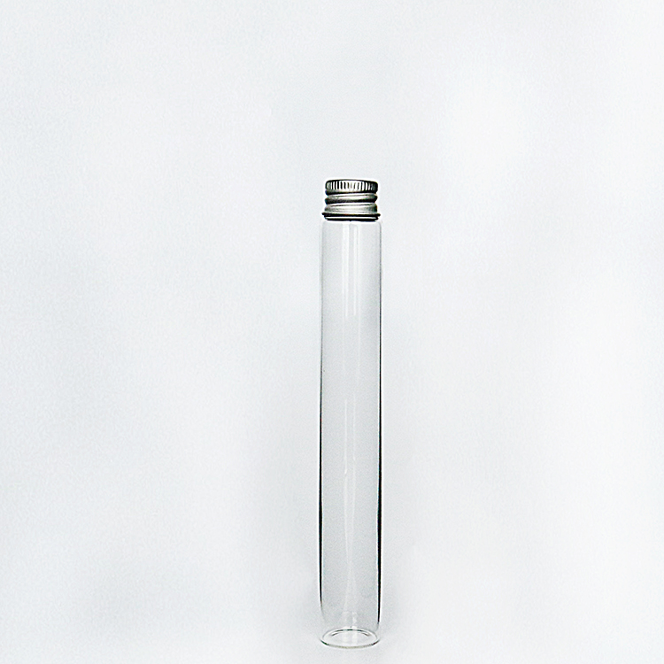 Custom 100ml Tube Glass Liquor Bottle 50ml Sample Wine Liquor Bottle With Aluminum Screw Cap