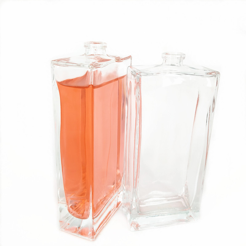 Custom 100ml perfume bottle square glass spray bottle with wooden cap