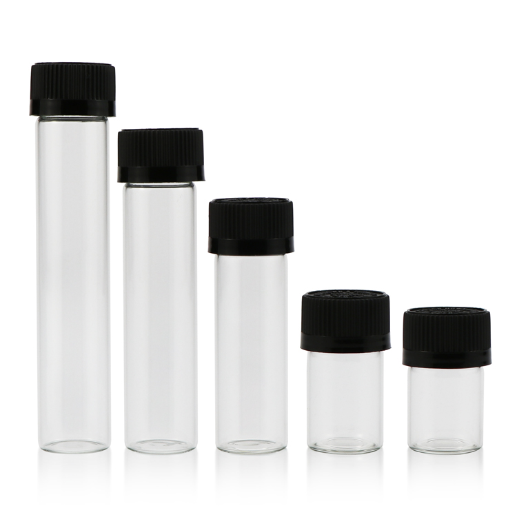 Custom 109mm clear empty CR airtight lid pre rolled cigarettes weed glass pre roll vial tubes with child resistant caps