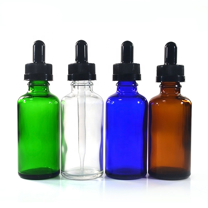 Custom 10ml 15ml 20ml 30ml 50ml 60ml 150ml Black Amber Sliver Blue Clear Glass Dropper Bottles