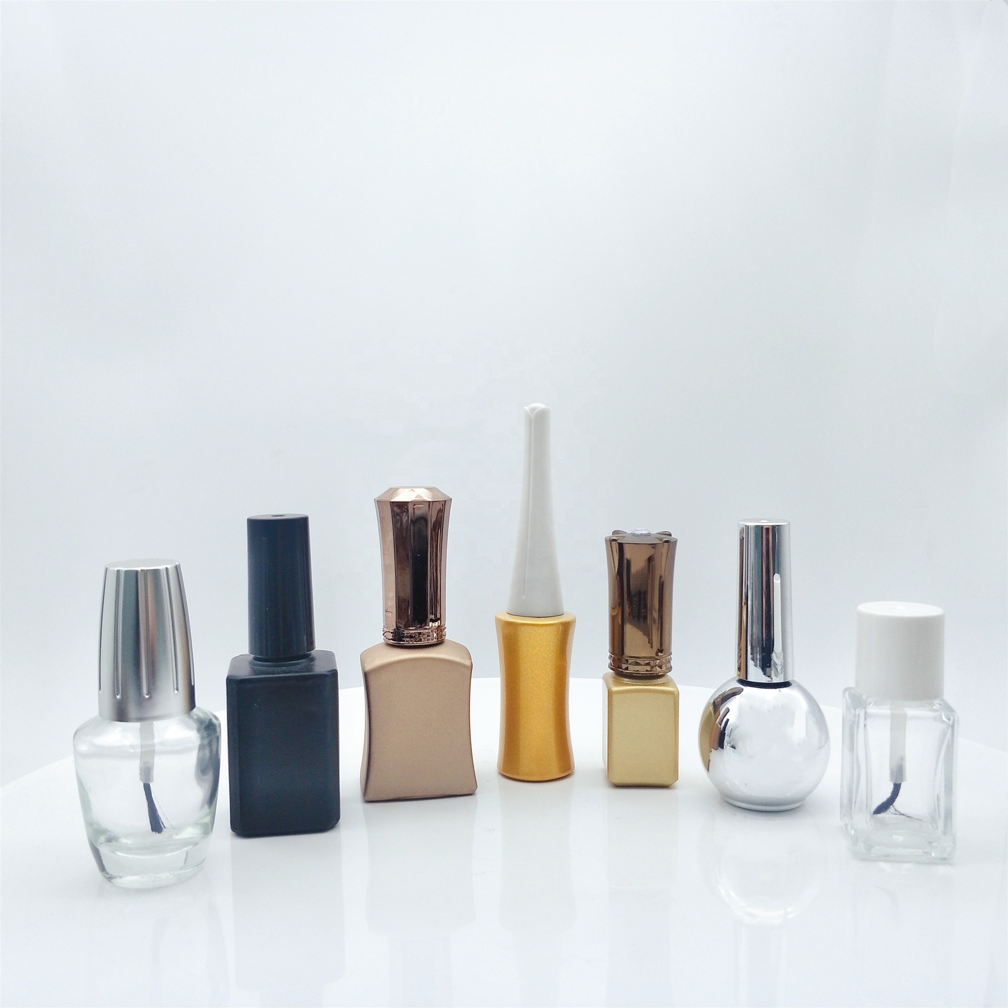 Custom 10ml 15ml Empty fancy nails care polish round glass bottles with caps and brush