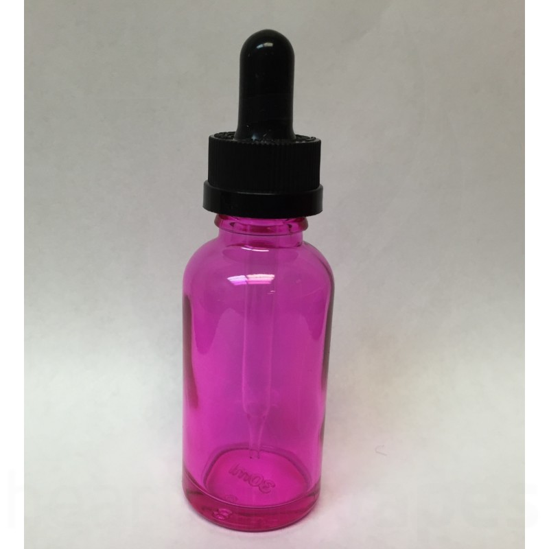 Custom 10ml 20ml 30ml 50ml printed purple pink cosmetic bottle and jar essential oil round glass dropper bottle pipette 1oz 2oz