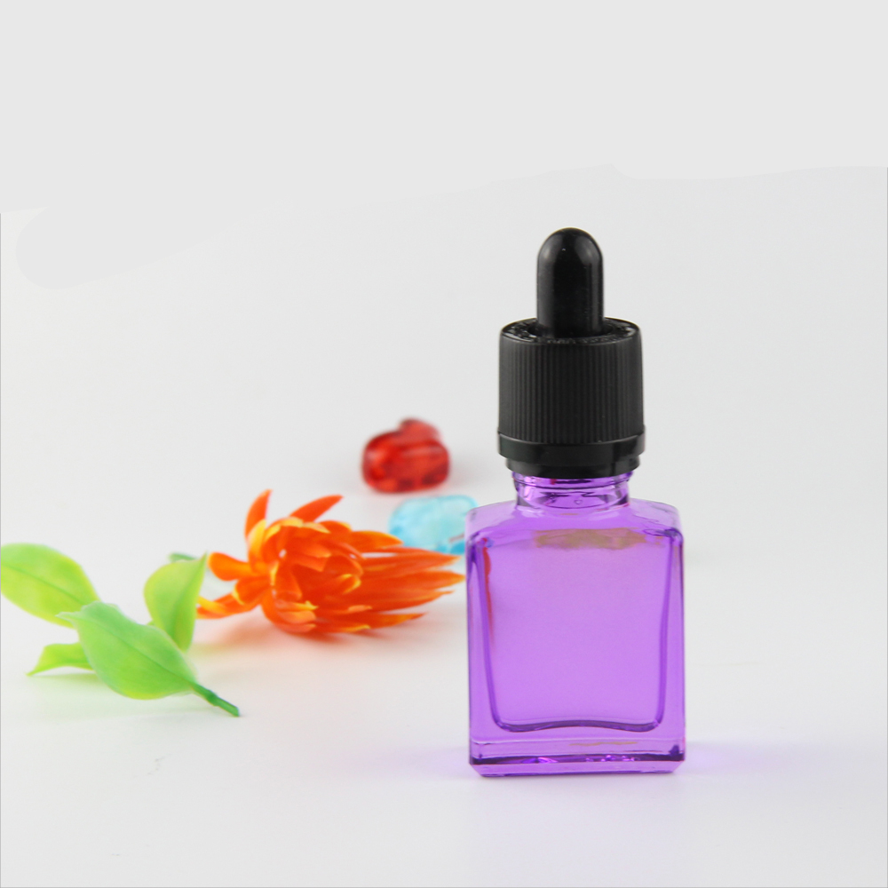 Custom 10ml 20ml 30ml 50ml printed purple pink cosmetic bottle and jar essential oil round glass dropper bottle pipette 1oz 2oz