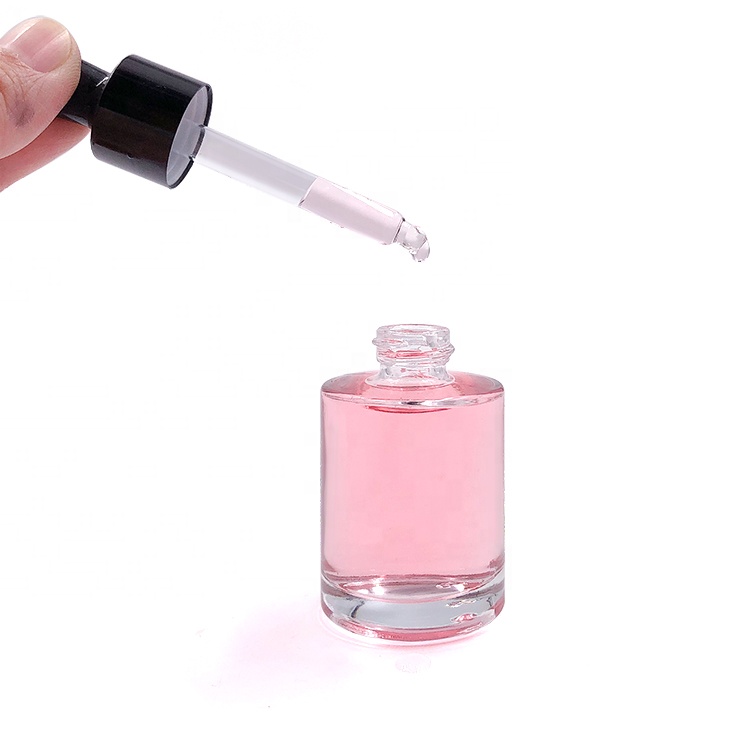 Custom 10ml 30ml 50ml 100ml Amber Frosted Cylinder Flat Shoulder Cosmetic Essential Oil Glass Dropper Bottle with Dropper Cap