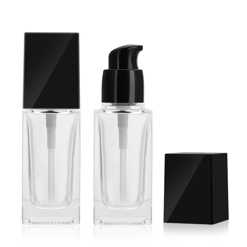 Custom 10ml 30ml 50ml opaque square glass cosmetic serum dropper bottle