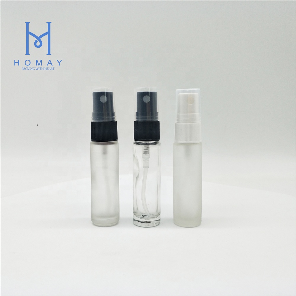 Custom 10ml clear frost portable roll on perfume glass spray bottle with spray pumps