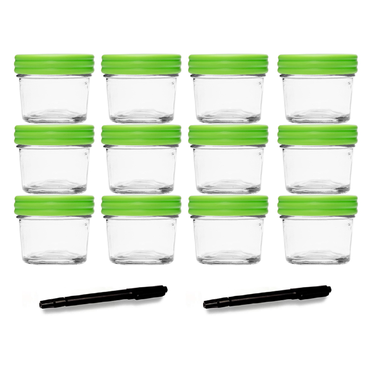 Custom 12 pack Mini 4oz 120ml Food Storage Jar with Plastic Lids for Jam Jelly Baby Food
