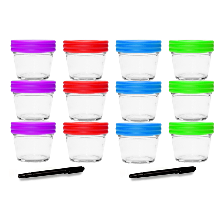 Custom 12 pack Mini 4oz 120ml Food Storage Jar with Plastic Lids for Jam Jelly Baby Food