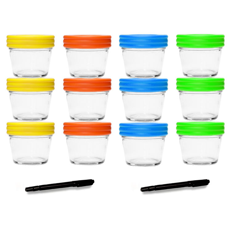 Custom 12 pack Mini 4oz 120ml Food Storage Jar with Plastic Lids for Jam Jelly Baby Food