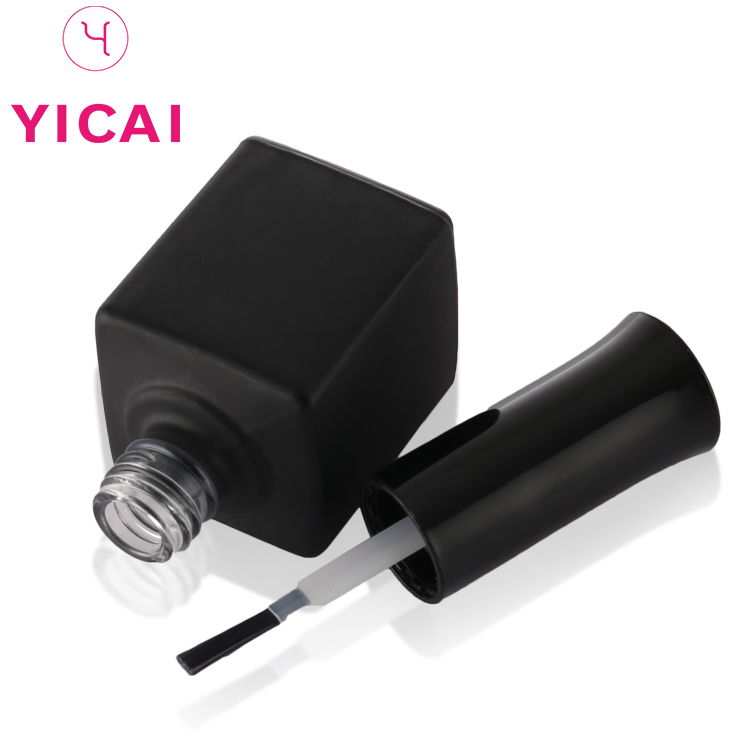 Custom 12ml Black Square Cosmetic Containers Empty Nail Polish Bottle