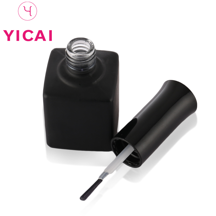 Custom 12ml Black Square Cosmetic Containers Empty Nail Polish Bottle
