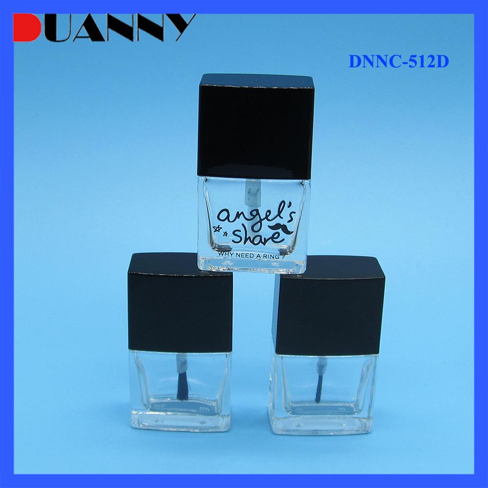 Custom 12ml Square Clear Empty Glass UV Nail Polish Bottles For Nail Polish