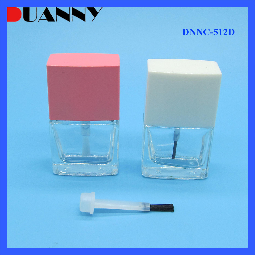 Custom 12ml Square Clear Empty Glass UV Nail Polish Bottles For Nail Polish
