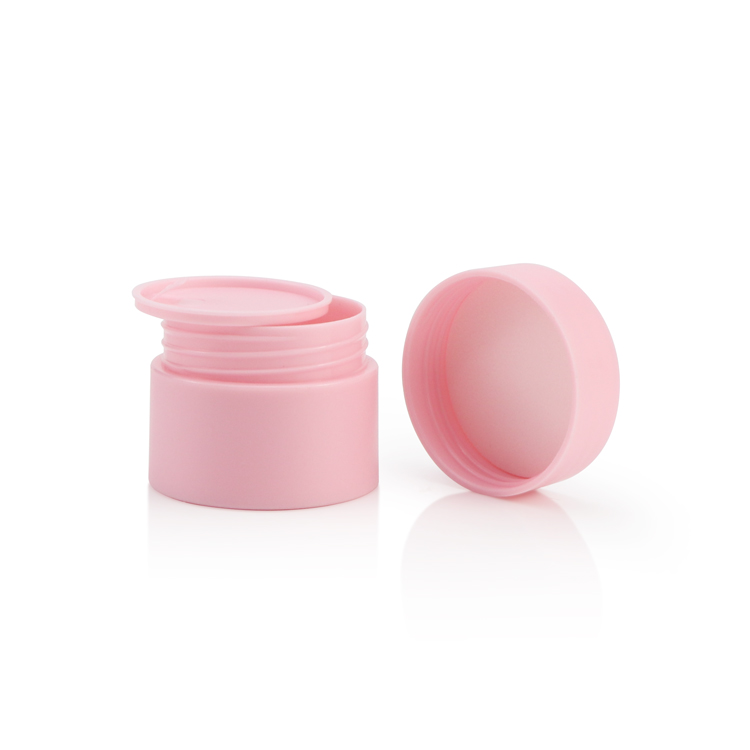 Custom 15 g 0.5 ounce empty round small cosmetics containers pink lip balm packaging jar with plastic caps