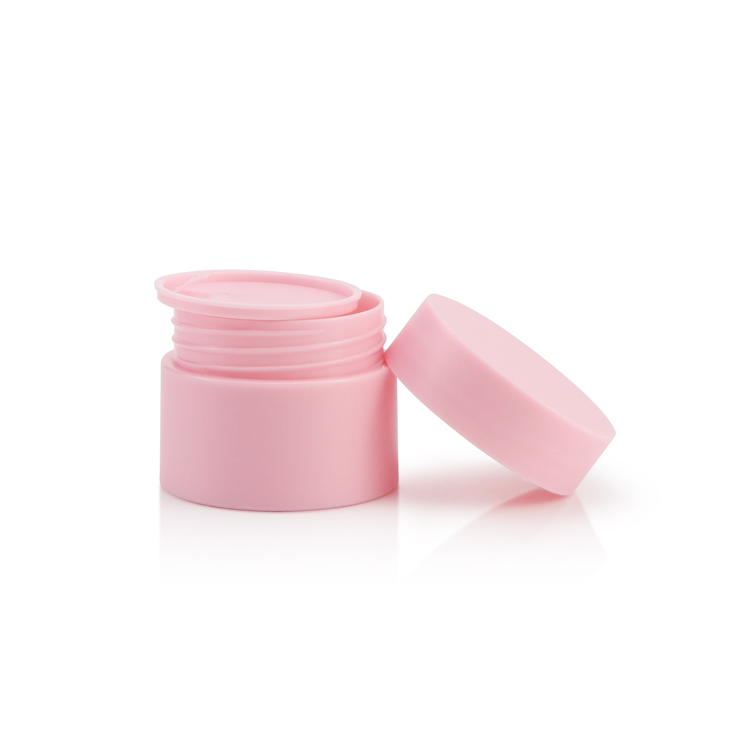 Custom 15 g 0.5 ounce empty round small cosmetics containers pink lip balm packaging jar with plastic caps
