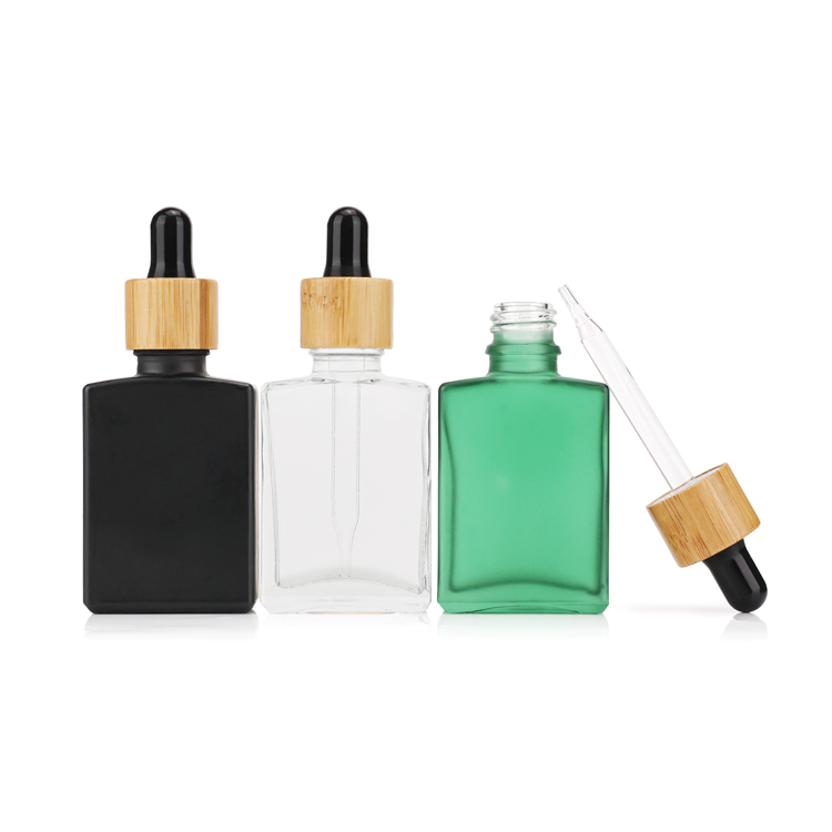 Custom 15 ml 20 ml 30 ml 50 ml 100 ml black empty rectangle square glass dropper bottles with dropper for essential oil