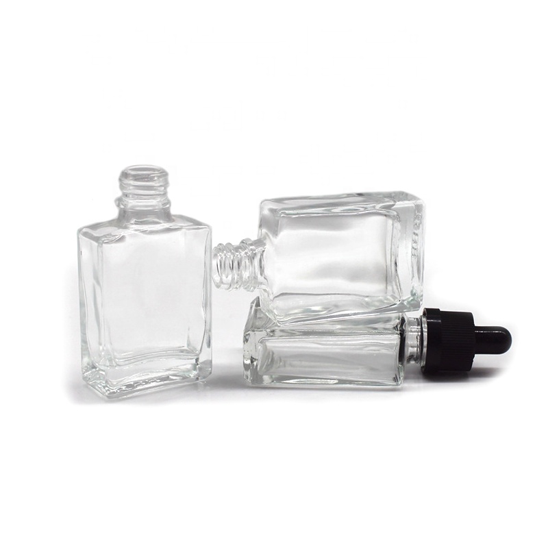 Custom 15 ml 30 ml 50 ml 100 ml Clear Empty Rectangle Square Glass Pipette Bottles