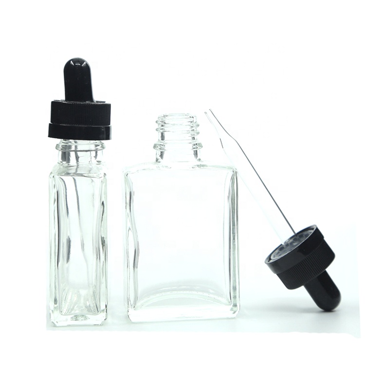Custom 15 ml 30 ml 50 ml 100 ml Clear Empty Rectangle Square Glass Pipette Bottles