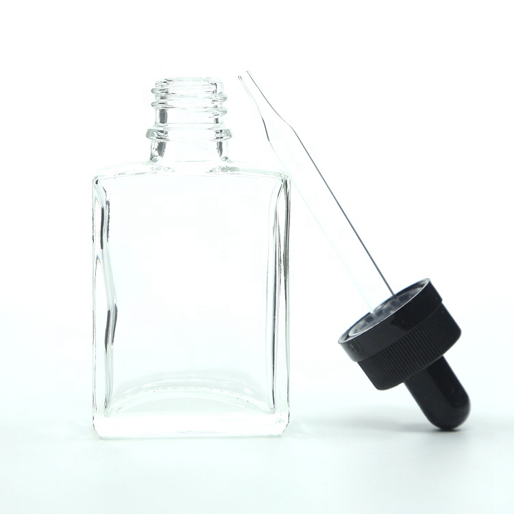 Custom 15 ml 30 ml 50 ml 100 ml Clear Empty Rectangle Square Glass Pipette Bottles