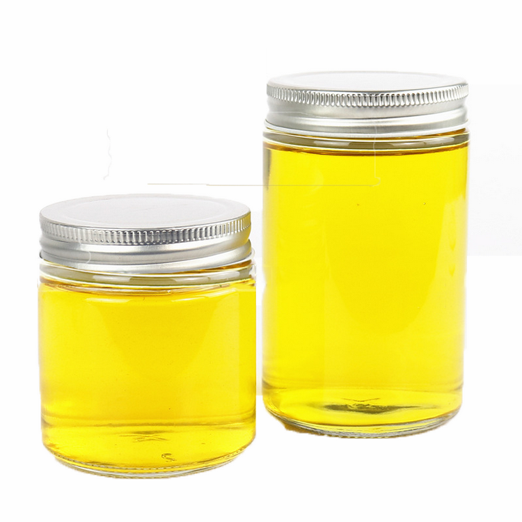 Custom 150ml 200ml 380ml 500ml straight side clear food container glass jar with metal lid