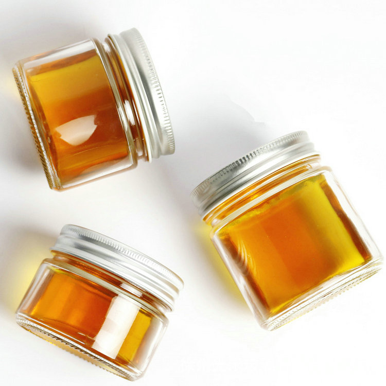 Custom 150ml 200ml 380ml 500ml straight side clear food container glass jar with metal lid