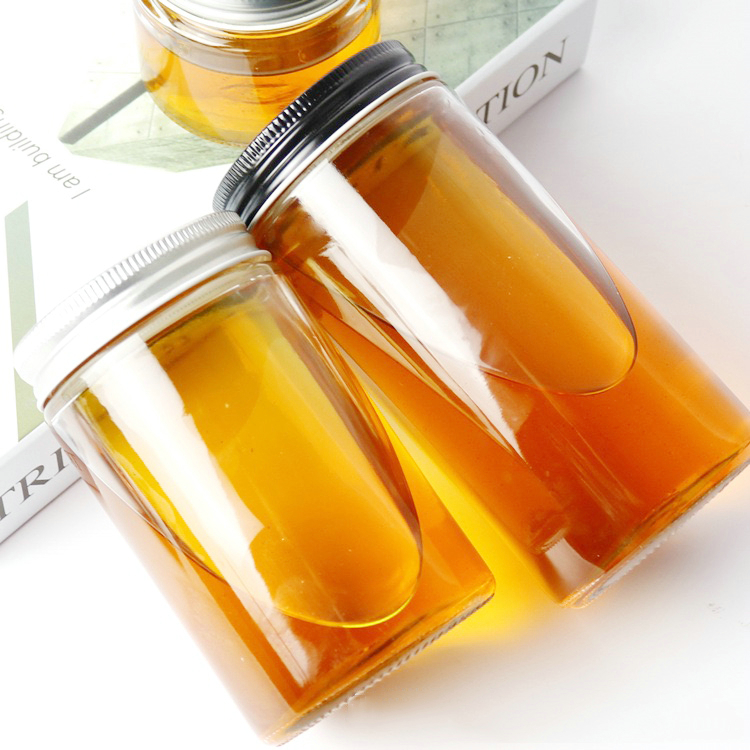 Custom 150ml 200ml 380ml 500ml straight side clear food container glass jar with metal lid